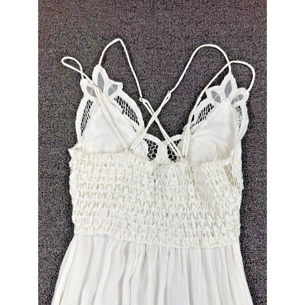 Free People One Adella Slip Dress crochet lace handkerchief hem charcoal size XS - Picture 5 of 9